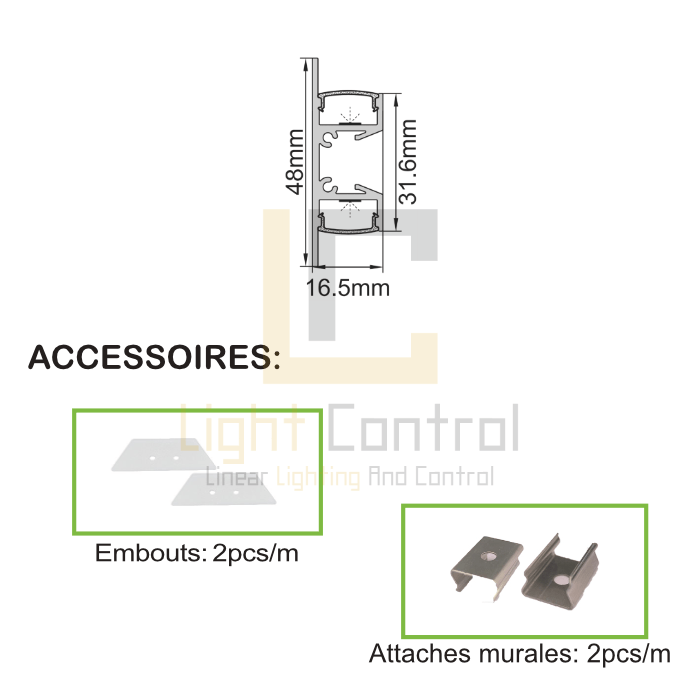 LC-PR092-1 LED Profile aluminium DOUBLE FACE PC PR092 - Image 2