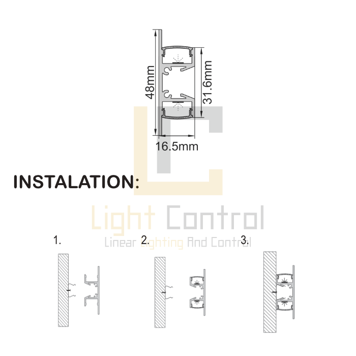 LC-PR092-2 LED Profile aluminium DOUBLE FACE PC PR092 - Image 3