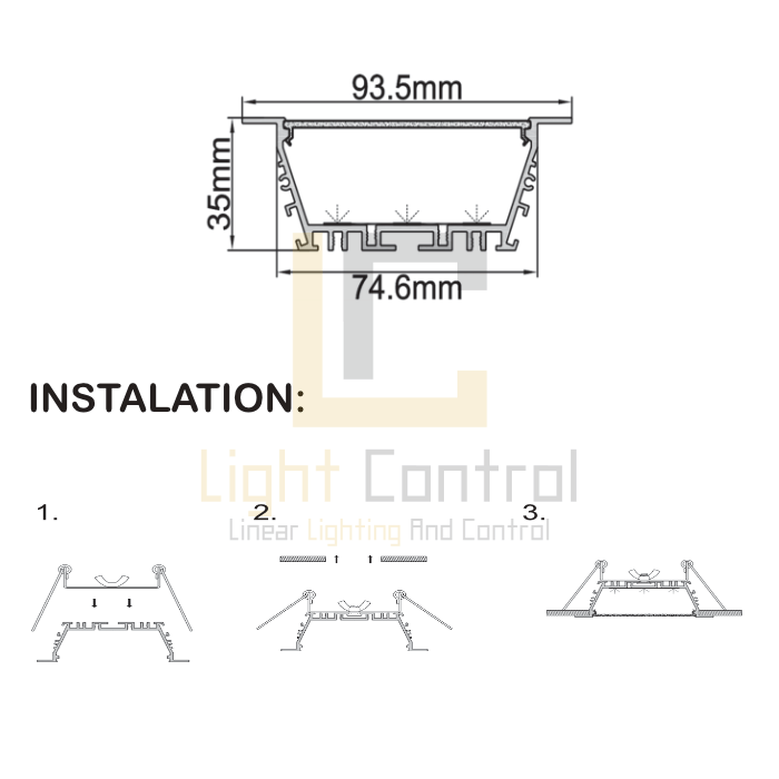 LC-PR097 LED Profile aluminium Recessed PR097 - Image 3
