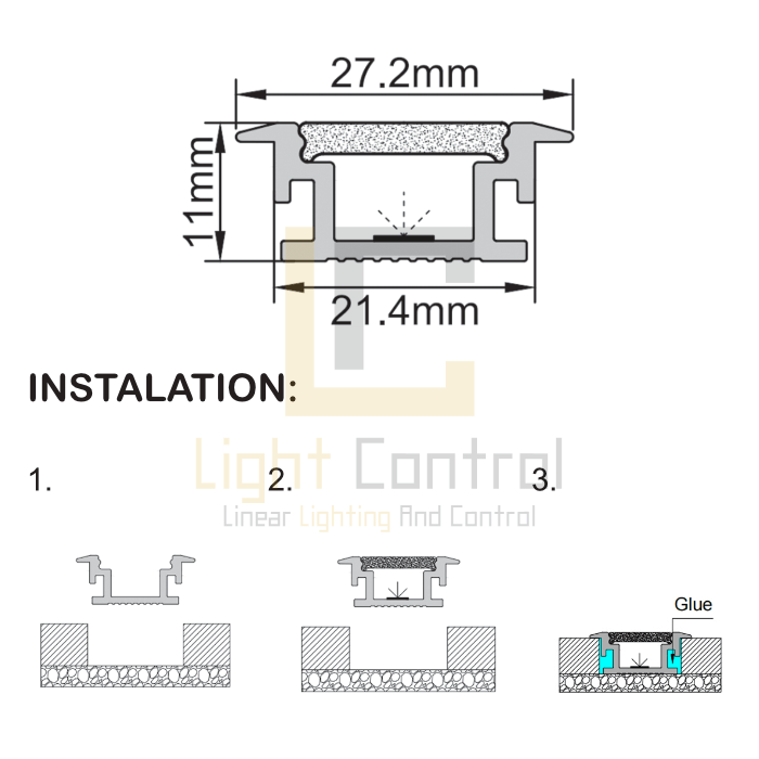 LC-PR103-1 LED Profile aluminium Recessed FLOOR PR103 - Image 3