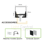 Profilé LED Aluminium SUSPENDUE PC 3M 20x20mm CN-623 PL-PR023 – Image 3