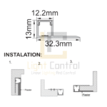 Profilé LED Aluminium PLAQUE PLATRE APPARENT 13.8x28 mm PL-PR024 – Image 2
