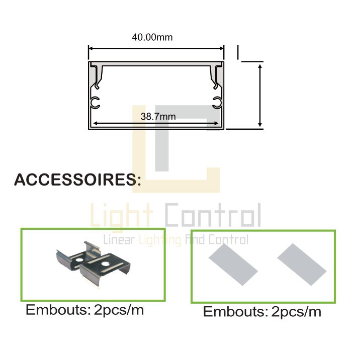 LC-PR087-2 LED Profile aluminium Exposed PC  PR087 - Image 3