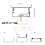 LED Profile aluminium Recessed PLASTER REMOVALPC PR088 - Image 2