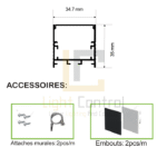 Profilé LED Aluminium APPARENT 3M 35x35 mm PL-PR106 – Image 3