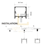 Profilé LED Aluminium APPARENT 3M 35x35 mm PL-PR106 – Image 4
