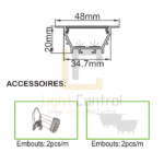 Profilé LED Aluminium ENCASTRER 3M 35x20 mm PL-PR107 – Image 3