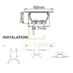 Profilé LED Aluminium ENCASTRER 3M 35x20 mm PL-PR107 – Image 2