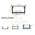 LED Profile Recessed Floor Aluminium PL-PR120 – 7x15.3x12.3mm - Image 3