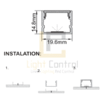 Profilé LED Aluminium APPARENT 3M 19.6×14.8 mm PL-PR121 – Image 3