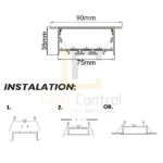 Profilé LED aluminium encastrable PR050 – Image 3