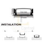 LED Profile Aluminium Exposed PR059 Black - Image 3