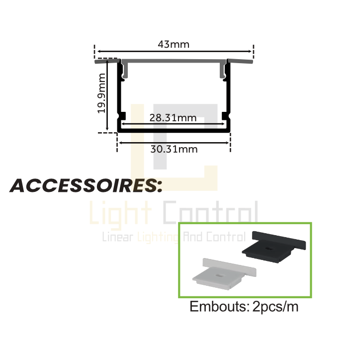 LC-PR070-1 LED Profile Aluminium Recessed PR070 - Image 2