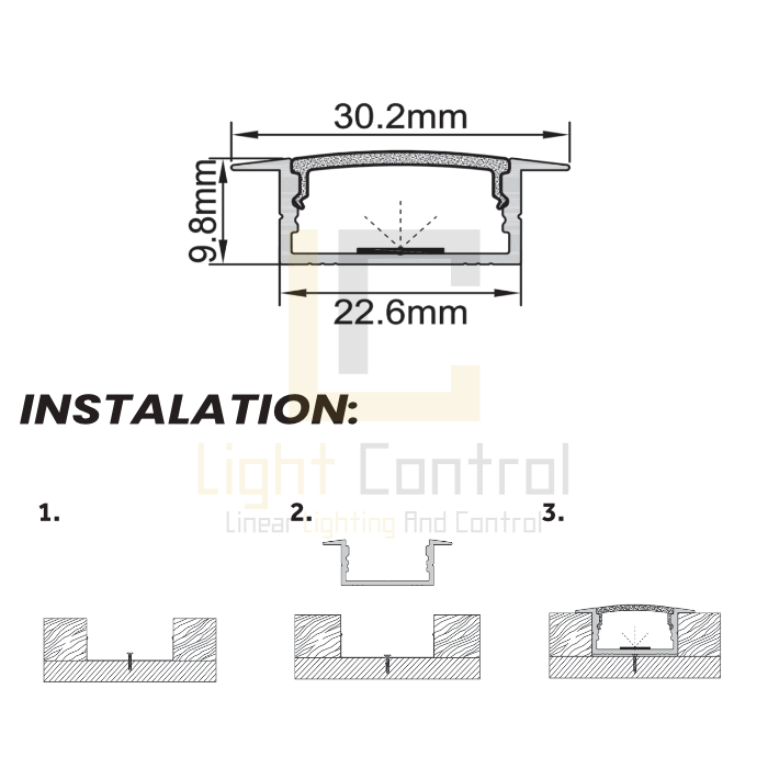 LC-PR079-2 Profilé LED aluminium encastrable PR079 – Image 3