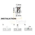 Profilé LED Aluminium ENCASTRE GRIS CG1 PR100 – Image 2