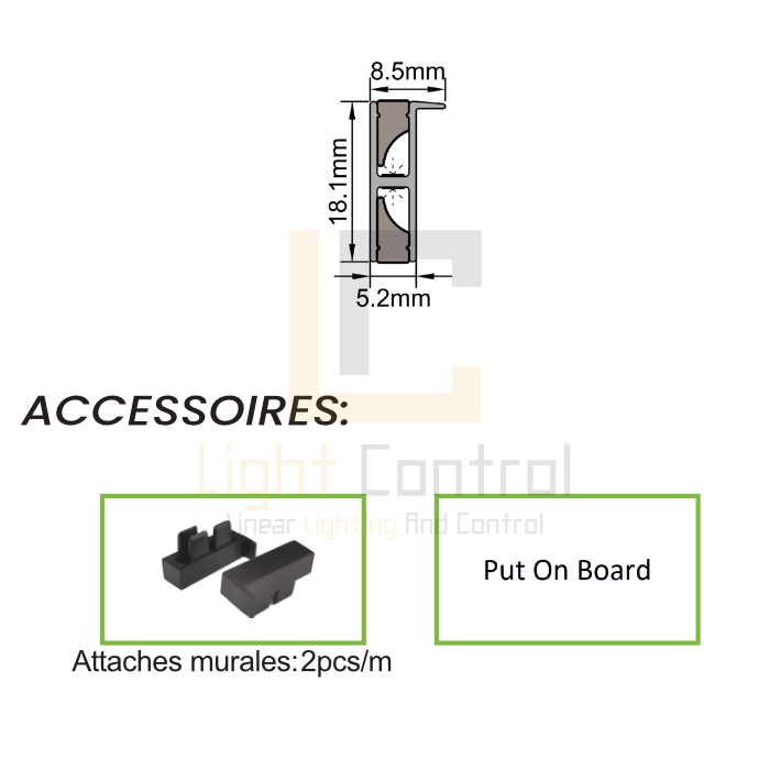 LC-PR101 PLED Profile aluminium Recessed DOUBLE FACE   PR101 - Image 2